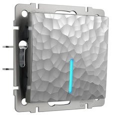 Изображение Выключатель одноклавишный с подсветкой Hammer (серебряный) W1210106